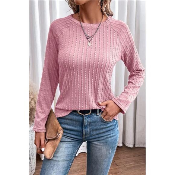 Lightweight Knit Long Sleeve Top – Crewneck Basic Tee for Women - Picture 3 of 7